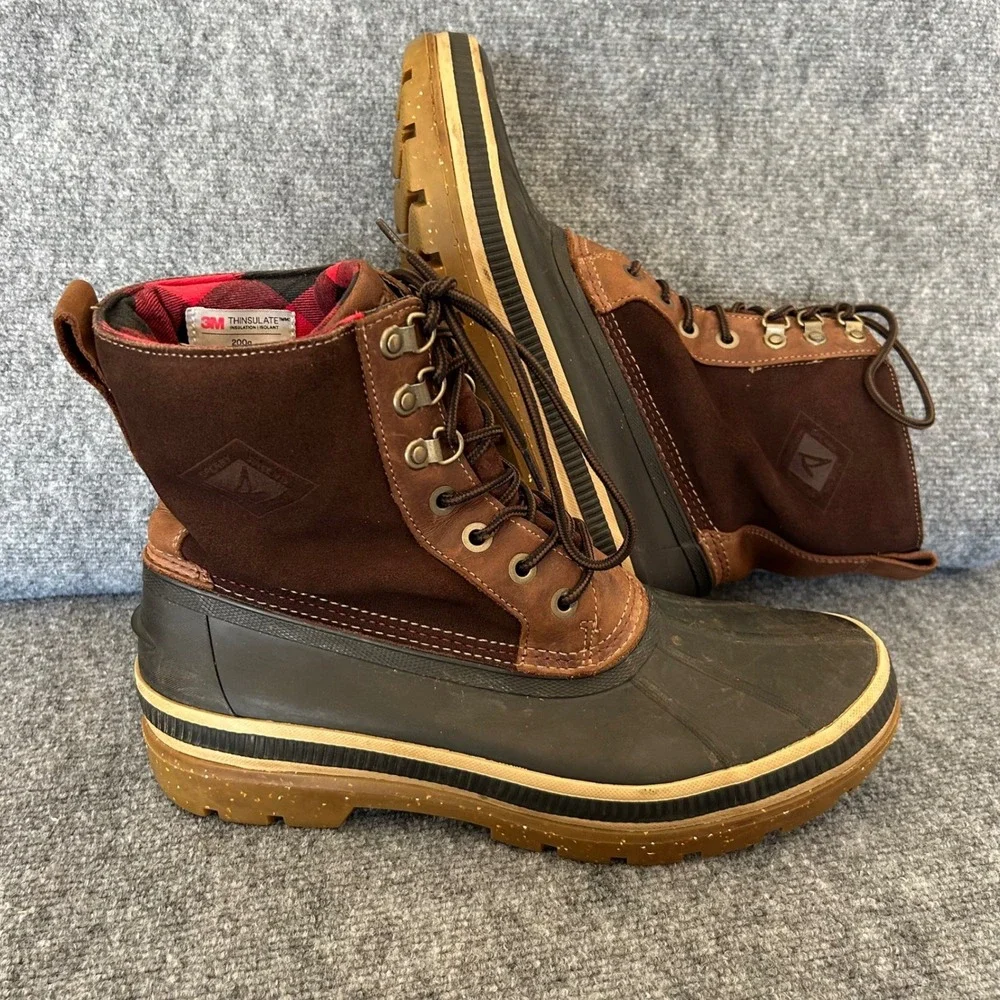 Sperry Mens Avenue Duck Boots Brown Waterproof Thinsulate STS20735 Size 12